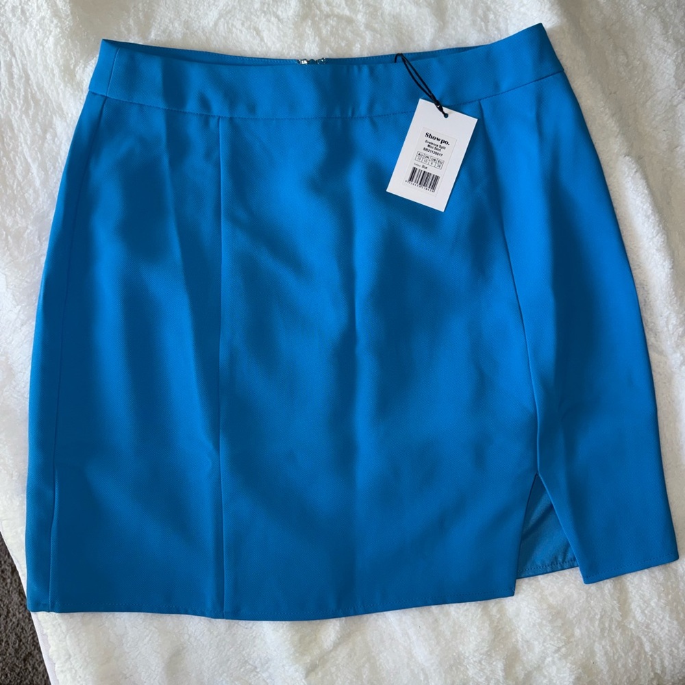 NWT Showpo EVELENNA MINI SKIRT - HIGH WAISTED SPLIT SKIRT IN BLUE. 6